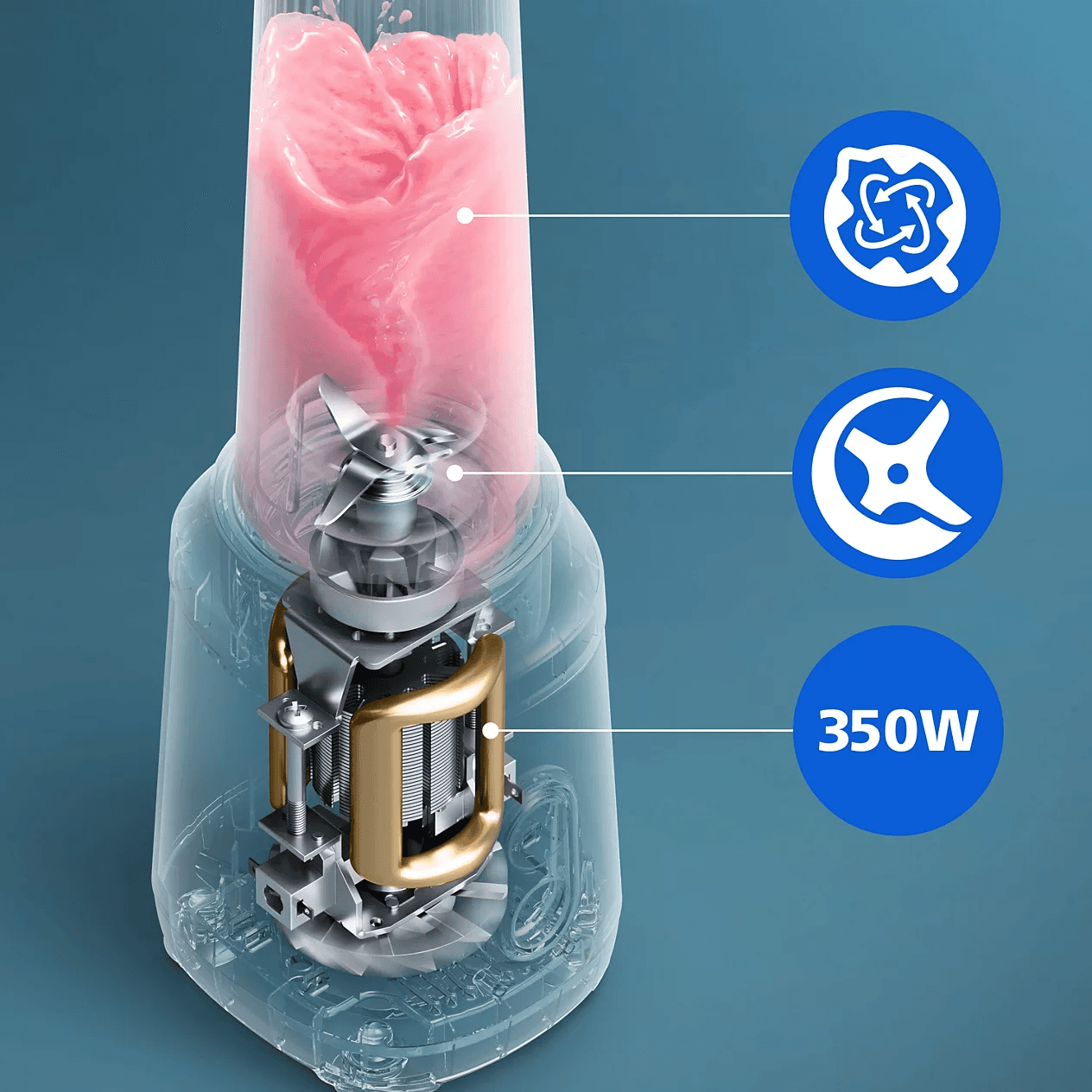 Philips Opal Blender, ProBlend Teknolojisi, Güçlü Motor, Buz Kırma Fonksiyonu, Dayanıklı Sürahi, HR2672/00 ürün görseli 2