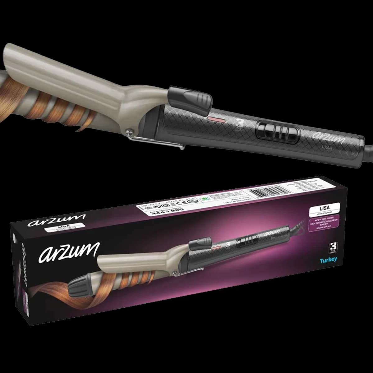 Arzum AR5028 Lisa XL 32 mm Seramik Saç Maşası (Siyah)
