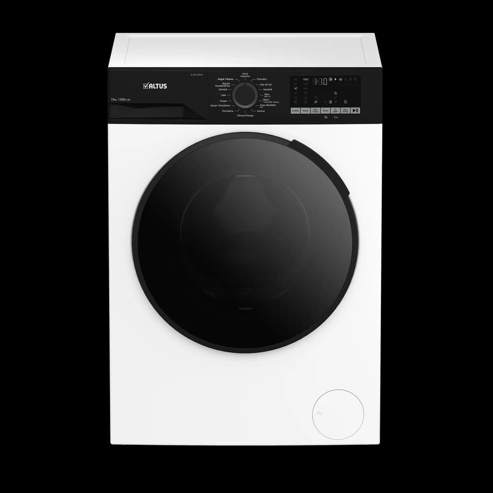Altus AL CM 101254 D Çamaşır Makinesi (10 kg - 1200 Devir - Inverter Motor - Beyaz Pano / Siyah Kapak / Door Cover)